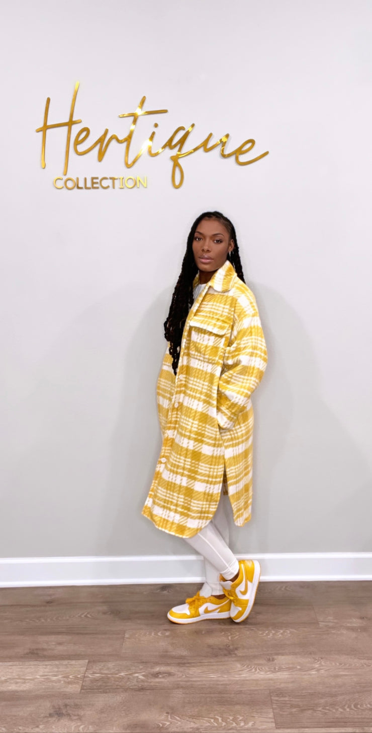 Flannel Plaid Jacket (Mustard/White)